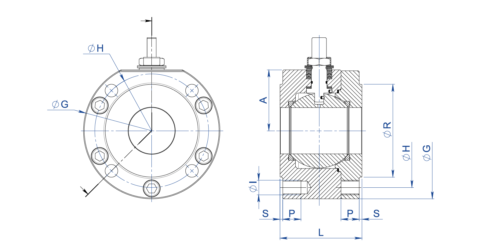Válvula de bola MAGNUM Split Wafer PN 16-40 ANSI 150-300 acero al carbono - dimensiones - 