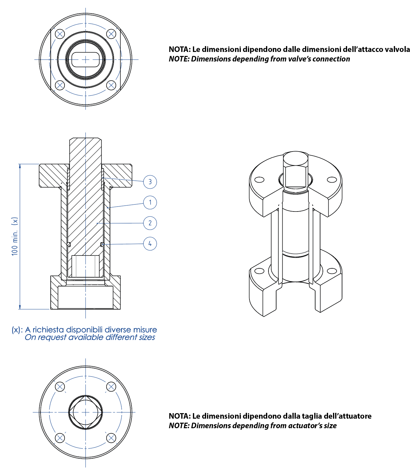 Válvula de bola THOR Split Body ANSI 150-300 acero inoxidable de fusión - accesorios - ALARGADERA SOLDADA PARA ACCIONADOR
