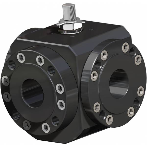 Válvula de bola MAGNUM Split Wafer 3 vías 4 juntas PN 16-40 ANSI 150 acero al carbono